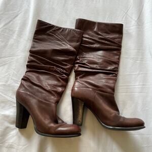 Nordstrom BP. "Limelight" leather slouch heeled brown boots US 6.5